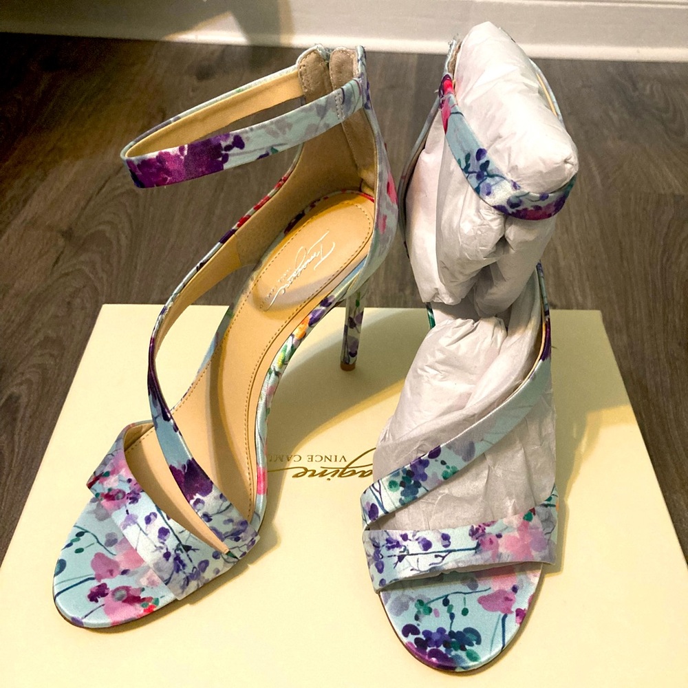 Vince Camuto Imagine Rieta Light Sage and Floral Heels